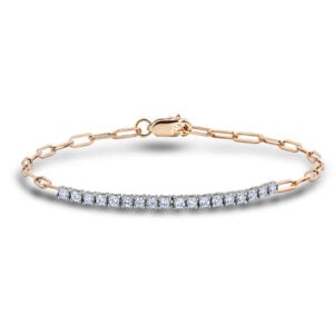 Canadian Diamond Paperclip Chain Bracelet in White and Yellow Gold