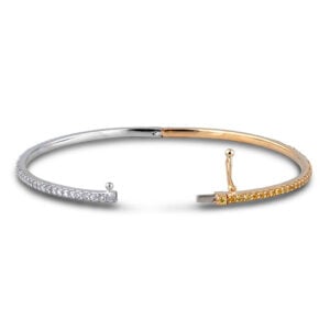 Canadian Diamond and Yellow Sapphire Bangle Bracelet in Yellow and White Gold