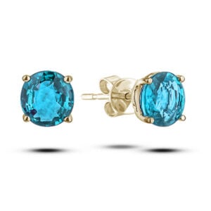 Blue Topaz Stud Earrings in Yellow Gold