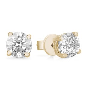 Canadian Diamond Solitaire Stud Earrings in Yellow Gold 0.35 Carat TW