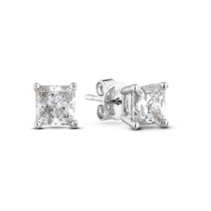 Princess Cut Canadian Diamond Solitaire Stud Earrings in White Gold | 0.20 Carat TW