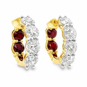 De Beers Forevermark Diamond and Ruby Inside Out Hoop Earrings in 18K Yellow Gold