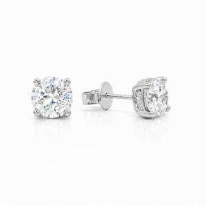 GIA Diamond Stud Earrings with Hidden Accents in 18K White Gold
