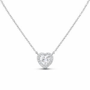Ideal Heart Shape De Beers Forevermark Black Label Diamond Pendant in 18K White Gold