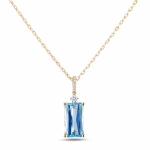 Canadian Diamond and Aquamarine Pendant in Yellow Gold