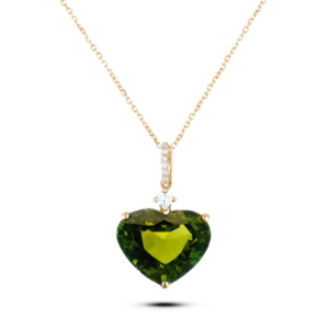 Green Tourmaline and De Beers Forevermark Diamond Pendant in 14K Yellow and White Gold