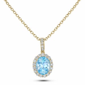 Aquamarine and Canadian Diamond Pendant in Yellow Gold