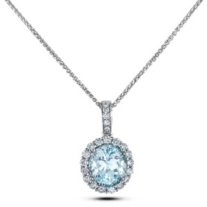 Aquamarine and Canadian Diamond Pendant in Yellow Gold