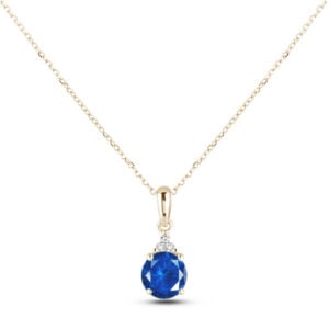 Blue Sapphire and Canadian Diamond Pendant in 14K Yellow Gold