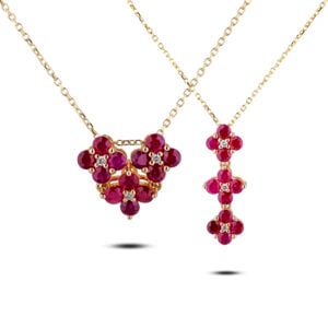 Canadian Diamond and Ruby Interchangeable Heart Pendant in Yellow Gold