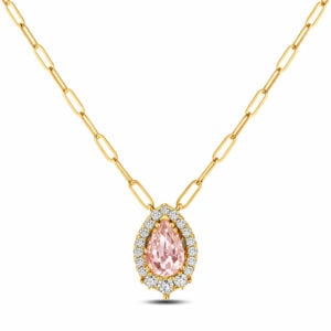Morganite and De Beers Forevermark Diamond Paperclip Necklace in 14K Yellow Gold