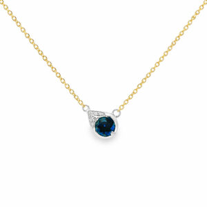 Blue Sapphire and Canadian Diamond Necklace In Yellow and White Gold