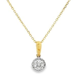 De Beers Forevermark Diamond Dainty Classic Halo Pendant in 14K White and Yellow Gold