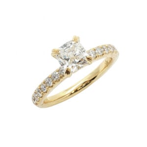 Cushion Cut De Beers Forevermark Diamond Engagement Ring With Diamond Accents in 18K Yellow Gold