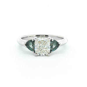 GIA Diamond and Alexandrite Ring in 18K White Gold