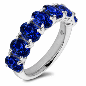 Blue Sapphire Ring In 18K White Gold | 3.14 Carat TW