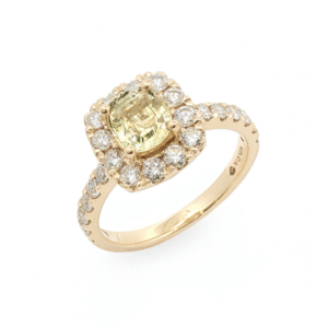 Yellow Sapphire & Canadian Diamond Halo Ring in Yellow Gold