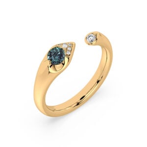 Blue Sapphire and Canadian Diamond Enchanted Open Ring in Yellow Gold