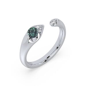 Green Sapphire and Canadian Diamond Enchanted Open Ring in White Gold