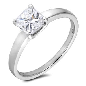 De Beers Forevermark Princess Cut Diamond Engagement Ring in Platinum | 0.76 Carat (VVS2 Clarity, I Color)