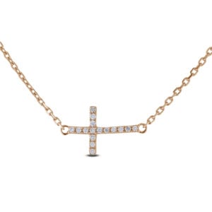 Diamond Cross Necklace in Yellow Gold | 0.15 Carat TW