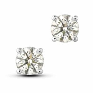 Canadian Diamond Stud Solitaire Earrings in 14K White Gold | 1.04 Carat TW