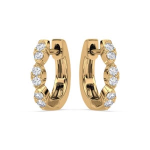 Dainty Yellow Gold Hoop Earrings Accented with Canadian Diamonds