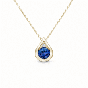 Blue Sapphire and Diamond Pendant In 14K Yellow Gold