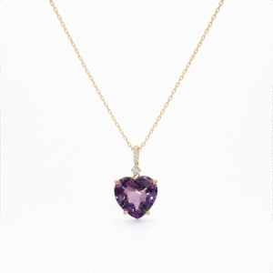 Canadian Diamond and Heart Shaped Amethyst Pendant in Yellow Gold