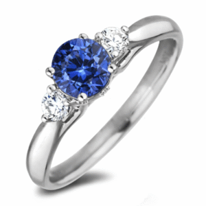 Blue Sapphire and De Beers Forevermark Diamonds Ring in 14K White Gold