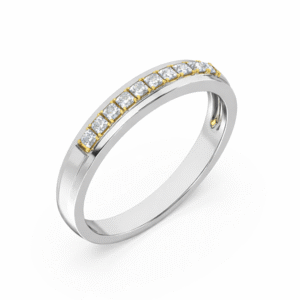 Canadian Diamond Channel Set Anniversary Ring in White and Yellow Gold