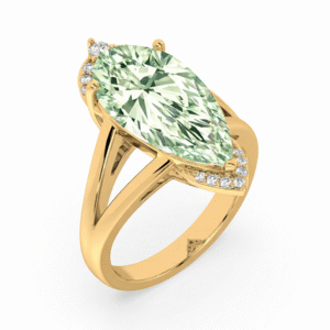 Bolivia Origin Green Amethyst and Canadian Diamond Halo Accent Ring in Yellow Gold