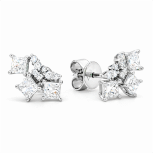 Diamond Art Deco Stud Earrings in 18K White Gold