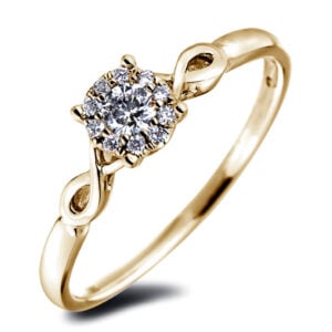 De Beers Forevermark Diamond Halo Twisted Shank Ring in 14K Yellow Gold
