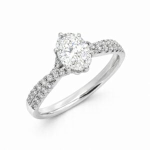 De Beers Forevermark Diamond Twisted Band Engagement Ring Featuring a Hidden Diamond Accent in 18K White Gold
