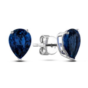 Blue Sapphire Stud Earrings in White Gold | 1.00 Carat