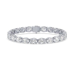 Oval Shape De Beers Forevermark Diamond Tennis Bracelet in 18K White Gold | 16.57 Carat TW