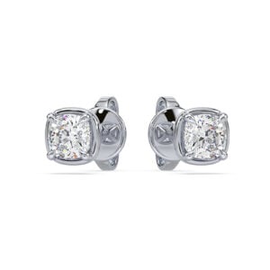 De Beers Forevermark Black Label Diamond Solitaire Bezel Set Stud Earring in Platinum