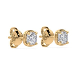 De Beers Forevermark Black Label Diamond Solitaire Bezel Set Stud Earring in 18K Yellow Gold