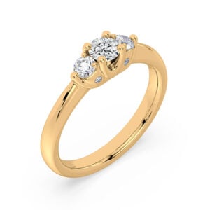 De Beers Forevermark Diamond Three Stone Ring With Hidden Details 14K Yellow Gold
