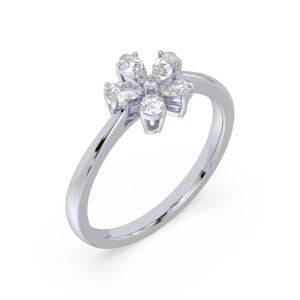 Diamond Flower Ring in 18K White Gold