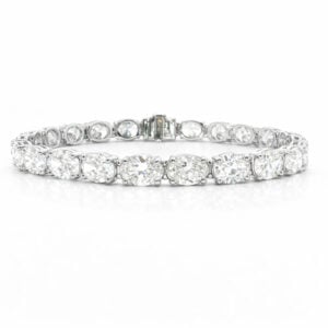 Oval Shape De Beers Forevermark Diamond Tennis Bracelet in 18K White Gold | 16.47 Carat TW