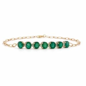 Emerald and Canadian Diamond Half Halo Paperclip Chain Bracelet in Yellow Gold