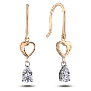Canadian Diamond Dangle Hook Earrings in White and Yellow Gold