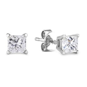 Princess Cut Canadian Diamond Solitaire Stud Earrings in White Gold | 0.24 Carat TW
