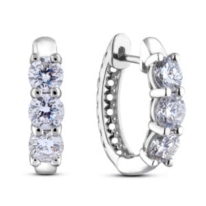 Canadian Diamond Hoop Earrings in White Gold | 2.10 Carat TW