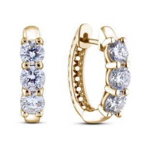 Canadian Diamond Hoop Earrings in Yellow Gold | 2.10 Carat TW