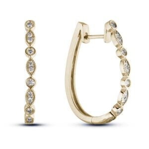 Canadian Diamond Dainty Hoop Earrings in Yellow Gold 0.24 Carat TW