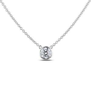 Solitaire Bezel Set Canadian Diamond Necklace in White Gold | 0.38 Carat