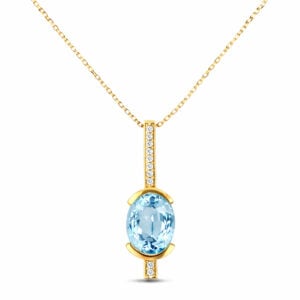 Aquamarine and Canadian Diamond Drop Pendant in Yellow Gold